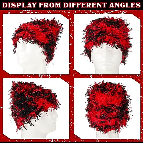 Chuarry Distressed Knitted Beanie Fuzzy Winter Hat - color: Assorted Red