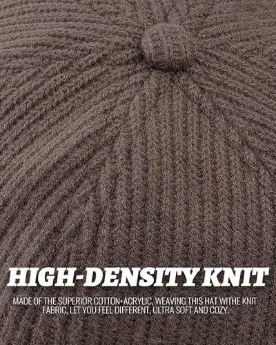 Clakllie Warm Brimless Hat Knitted Skull Cap Docker Hat Soft Beanie Worker Hat Rolled Cuff Sailor Fisherman Leon Hat - color: S-dbh04-brown