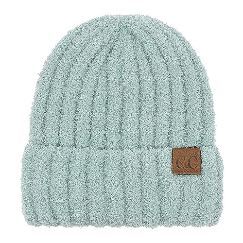 C.C Fuzzy Beanie for Women Unisex - Acrylic Stretchable Soft Warm Knit Winter Skully Hat - color: Acrylic-winter Mint