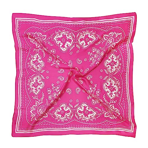 VANLINKER 27.5 Inches Silk Head Scarf for Women Men Vintage Bandanas Satin Hair Scarf Silk Wrap Neck Square Scarves VL9549 - color: C011 Hot Pink