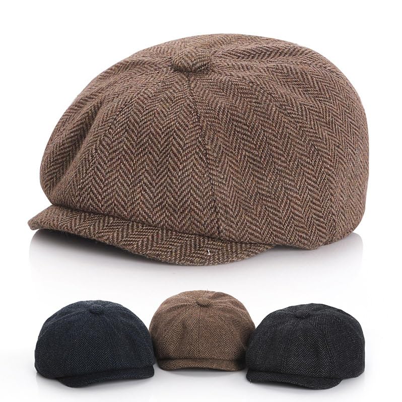 Kid's 20s Winter Newsboy Cap - Knitted Beret Peaked Hat for Boys Girls 4 to 9 Years - color: Navy Blue