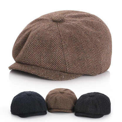 Kid's 20s Winter Newsboy Cap - Knitted Beret Peaked Hat for Boys Girls 4 to 9 Years - color: Navy Blue