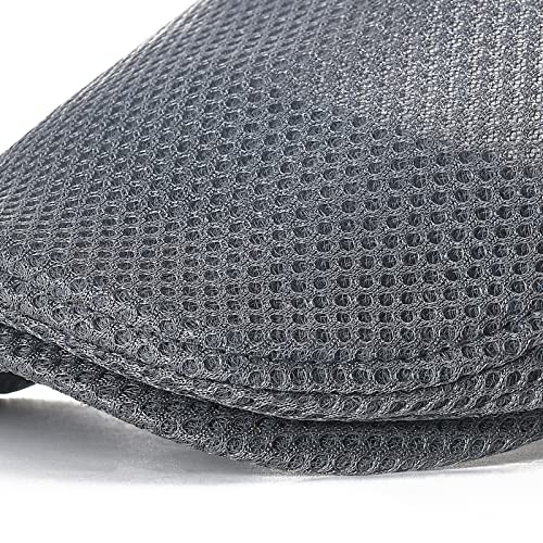 VOBOOM Men Mesh Newsboy Flat Cap Ivy Cabbie Newsboy Cap - color: Grey