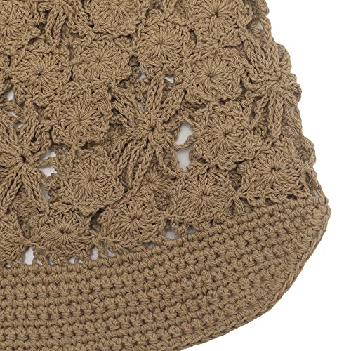 ZLYC Women Summer Slouchy Crochet Hat Handmade Cutout Skull Cap with Visor - color: Plain Khaki, size: One Size