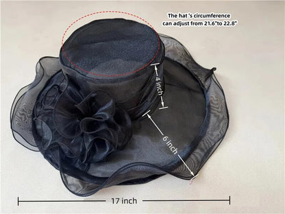 SAFERIN Women's Organza Church Fascinator Bridal Tea Party Wedding Hat - color: Sfhat-001-black
