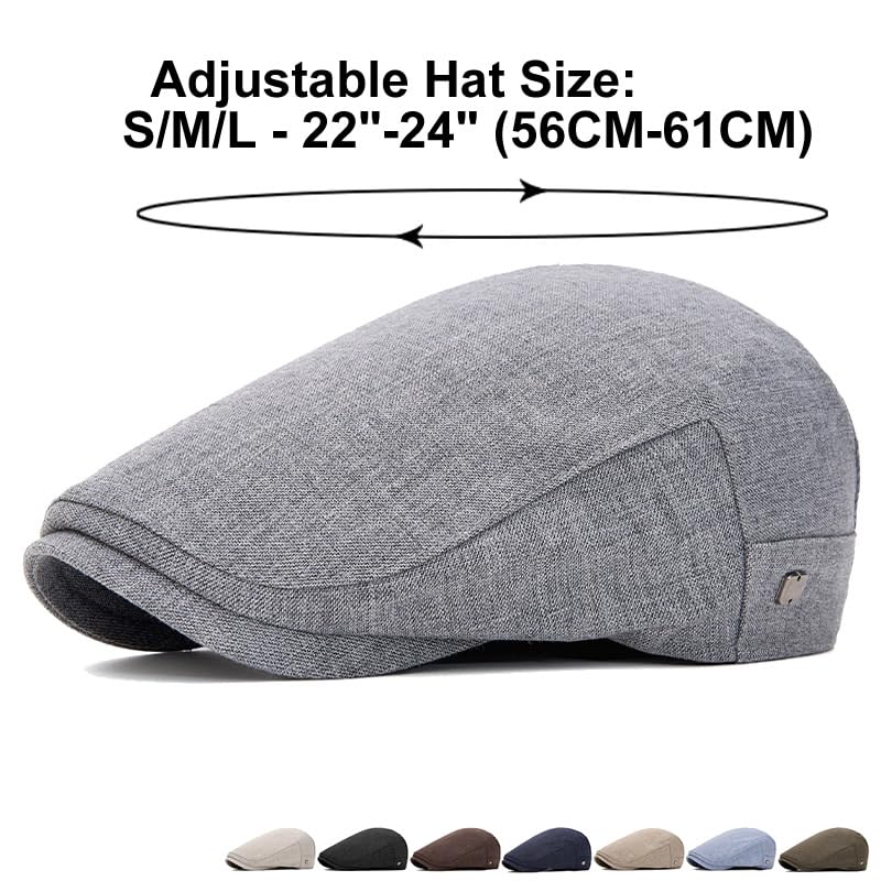 QHFHULV Newsboy Cap for Men Cotton Flat Gatsby Ivy Golf Cabbie Driving Hat - color: Daily Black