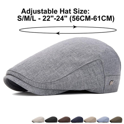QHFHULV Newsboy Cap for Men Cotton Flat Gatsby Ivy Golf Cabbie Driving Hat - color: Daily Black