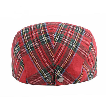 Unisex Classic Plaid Beret Newsboy Hats Flat Sun Hat Sport Golf Baseball Caps Cabbie Driving Cap Hats for Women Men - color: Red