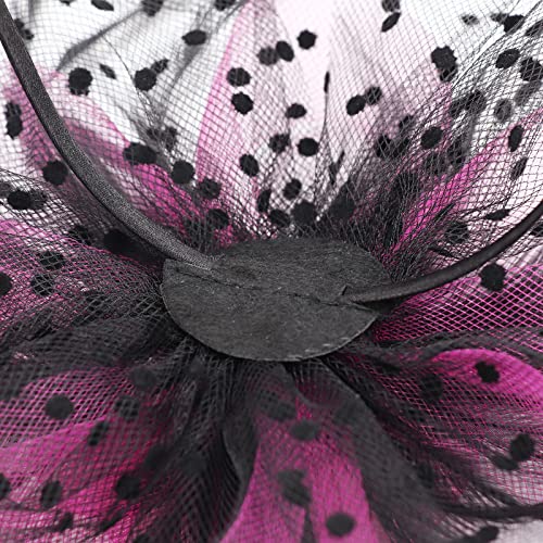 AQOKKA Women Fascinators Hats Flower Fascinators with Headband and Clip Tea Party Headwear for Women and Girls - color: 1 Pc 7" Diameter / Black Fuschia a