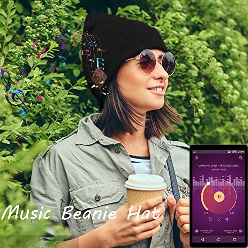 Wireless Hat Music Beanie for Men Women Music Beanie Hat Headphones Headset Speaker Microphone Cap Boys Teens Tech Beanie hat - color: Line Black
