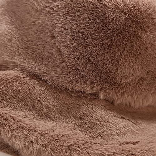 Winter Faux Fur Furry Bucket Hat Fluffy Fuzzy Warm Hat Plush Fisherman Hat for Women Men Teens Girls - color: A Grey