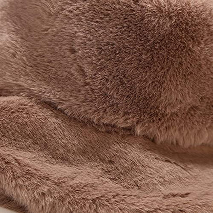 Winter Faux Fur Furry Bucket Hat Fluffy Fuzzy Warm Hat Plush Fisherman Hat for Women Men Teens Girls - color: A Grey