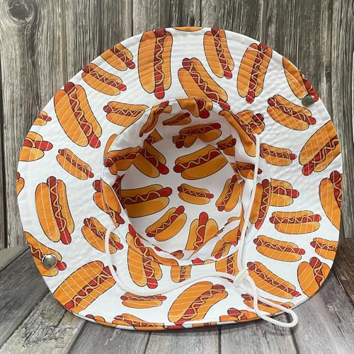 Funny Sun Hat for Men Women Wide Brim Bucket Hat Hiking Boonie Hat Summer Beach Fishing Caps - color: Hot Dogs