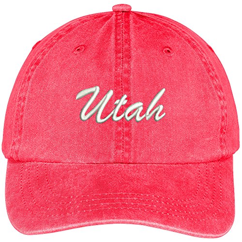 Trendy Apparel Shop Utah State Embroidered Low Profile Adjustable Cotton Cap - color: Red