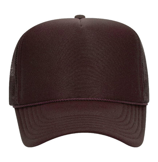 Otto Cap 5-Panel High Crown Mesh Back Trucker Hat - color: Brown