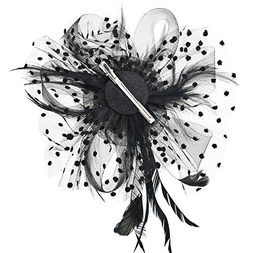 AQOKKA Women Fascinators Hats Flower Fascinators with Headband and Clip Tea Party Headwear for Women and Girls - color: 1 Pc 7" Diameter / Black