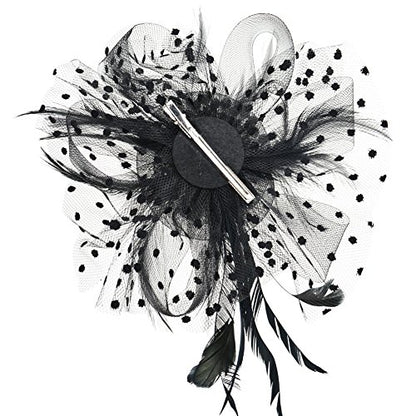 AQOKKA Women Fascinators Hats Flower Fascinators with Headband and Clip Tea Party Headwear for Women and Girls - color: 1 Pc 7" Diameter / Black