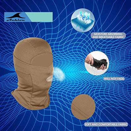 Achiou Ski Mask for Men and Women, Lightweight UV Balaclava Face Cover - color: Khaki