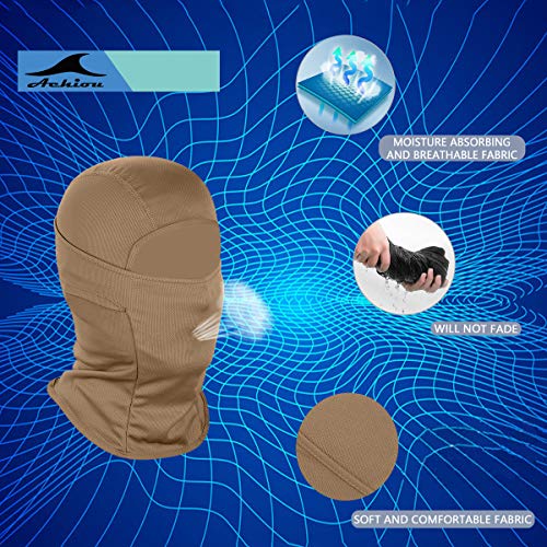 Achiou Ski Mask for Men and Women, Lightweight UV Balaclava Face Cover - color: Khaki