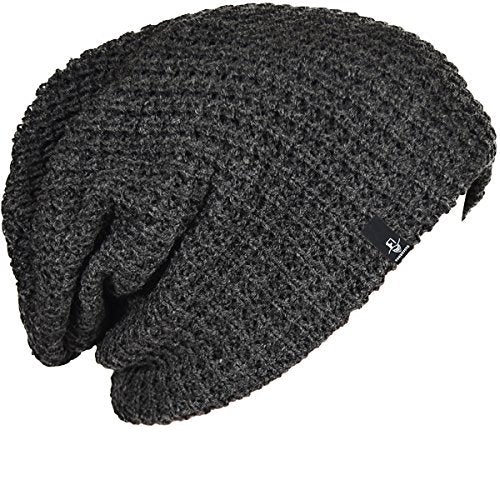 FORBUSITE Mens Slouchy Long Beanie Knit Cap for Summer Winter, Oversize - color: B08-dark Grey, size: Large