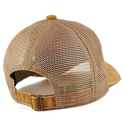 Trendy Apparel Shop Pigment Dyed Front Mesh Back Frayed Bill Trucker Cap - color: Gold