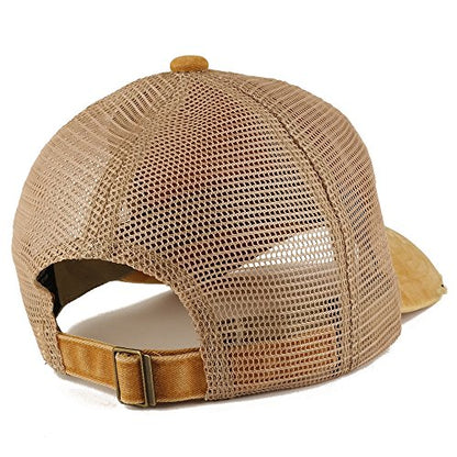 Trendy Apparel Shop Pigment Dyed Front Mesh Back Frayed Bill Trucker Cap - color: Gold