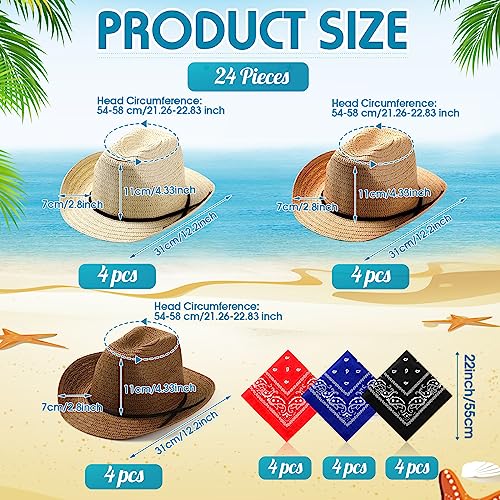 SATINIOR 12 Set Kids Cowboy Hats Bulk with Bandanas - color: Classic Colors