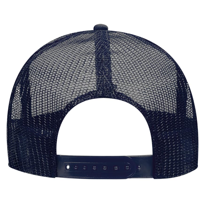 Otto Cap 5-Panel High Crown Mesh Back Trucker Hat - color: Navy/White