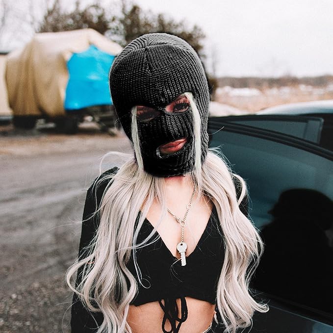 3-Hole Knit Balaclava Ski Mask, Full Face Cover