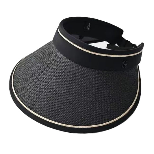 COTIM COYIN Women's Wide Brim Straw Sun Visor with UPF 50+ UV Protection, Beach Visor Sun Hat, Women's Outdoor Sun Protection - color: Black
