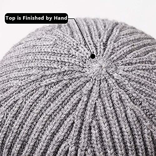 Beanie Knit Hats for Men & Women, Knit Cuff Short Fisherman Beanies Cap Daily Beanie for Winter - Warm & Soft