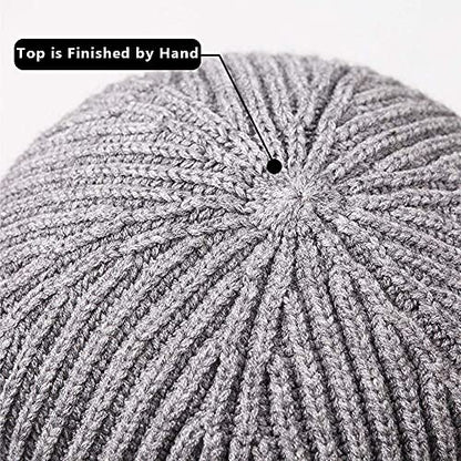 Beanie Knit Hats for Men & Women, Knit Cuff Short Fisherman Beanies Cap Daily Beanie for Winter - Warm & Soft