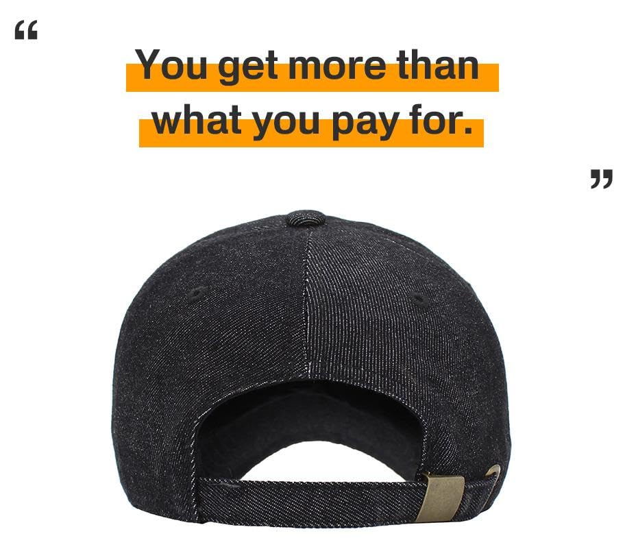 KBETHOS Classic Unisex Cotton Adjustable Low Crown Baseball Cap – Plain Dad Hat - color: Black Denim