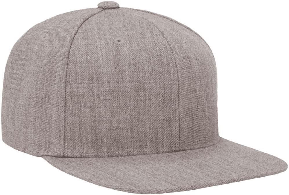 Yupoong Classics 6089 Wool-Blended Snapback Cap Bundle w/Cap Catcher - color: Heather Grey