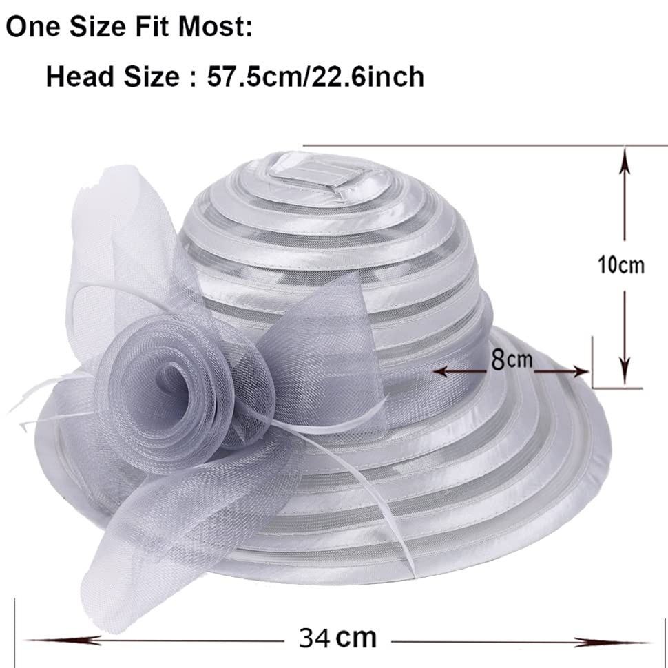 Ruphedy Women Derby Church Dress Bucket Hat Fascinators Tea Party Wedding Hat - color: S017-silver