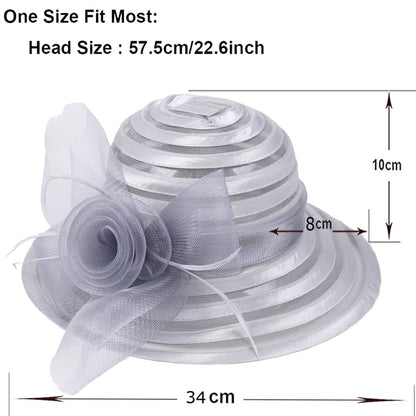Ruphedy Women Derby Church Dress Bucket Hat Fascinators Tea Party Wedding Hat - color: S017-silver