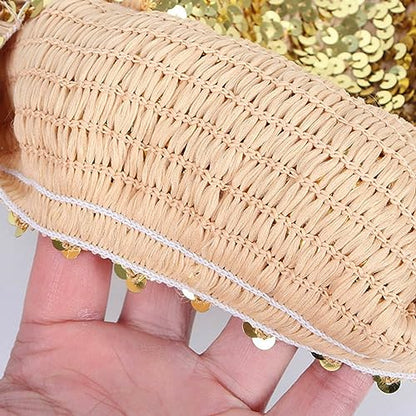 JUMISEE Sparkly Sequin Berets for Women Girls Fashion Beanie Hat Costume Accessories for Festival Party Dance - color: Gold