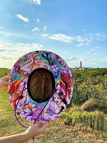 Malabar Hat Fabric Pattern Print Straw Sunhat Men & Women - color: Mermaids