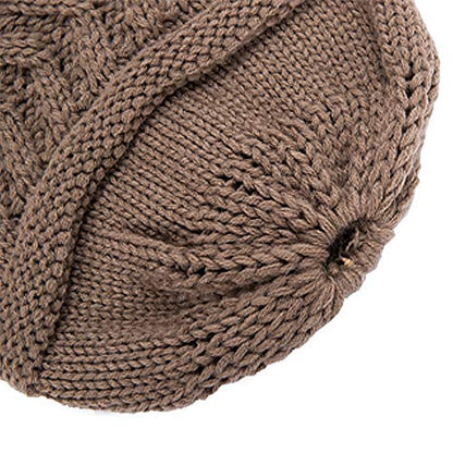 Rosoz 2 Pack Ponytail Beanie for Women,Winter Warm Beanie Tail Soft Stretch Cable Knit Messy High Bun Hat - color: 1pack-khaki