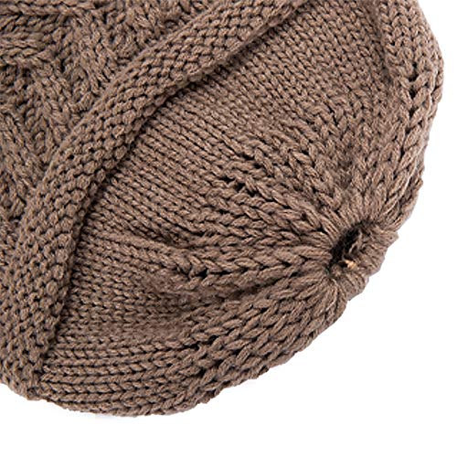 Rosoz 2 Pack Ponytail Beanie for Women,Winter Warm Beanie Tail Soft Stretch Cable Knit Messy High Bun Hat - color: 2pack-grey/Khiki