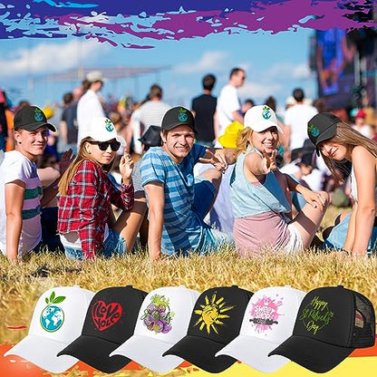 Jeyiour 48 Pack Trucker Hat Bulk Polyester Adjustable Plain Mesh Sublimation Blank Baseball Cap for Women Men Kids - color: Black, White, size: Large
