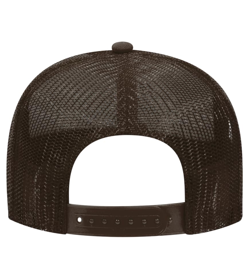 Otto Cap 5-Panel Mid Profile Mesh Back Trucker Hat, OS - color: Brown