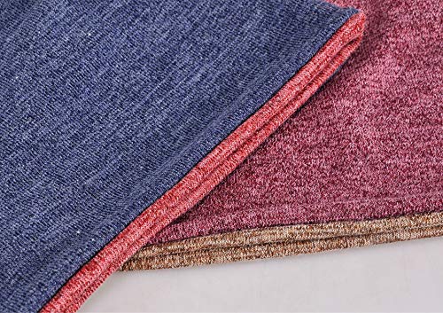 Jeelow Cotton Slouchy Open Top Beanie Hat 2 Pack - color: Navy Grey+grey Red