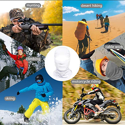 Achiou Ski Mask for Men and Women, Lightweight UV Balaclava Face Cover - color: New White