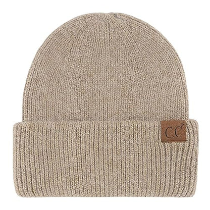 C.C Fuzzy Beanie for Women Unisex - Acrylic Stretchable Soft Warm Knit Winter Skully Hat - color: Angora-taupe