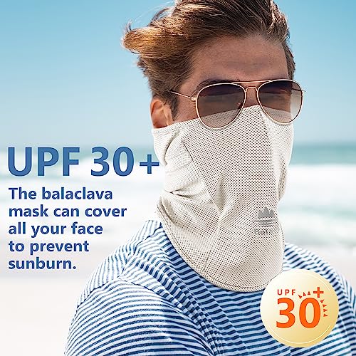 Balaclava Ski Mask, Sun Protection Breathable Face Cover Men Women - color: Beige+grey