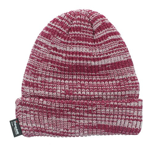 Milani Thinsulate 40 Gram Windchill Insulated Winter Cold Weather Beanie Skull Cap - color: Burgundy/White