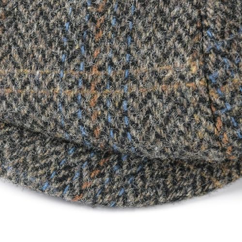 FEINION Men 8 Panel Herringbone Wool Newsboy Cap - color: Plaid Khaki, size: 7 5/8