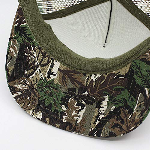 Plain Cotton Twill Flat Brim Mesh Adjustable Snapback Trucker Baseball Cap - color: Brown Camo/Black/Brown Camo