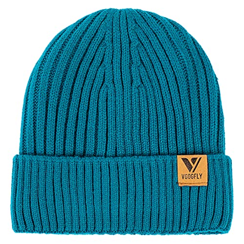 Vgogfly Lined Men Beanie Slouchy Knit Skull Cap Warm Stocking Hats Guys Women Striped Winter Beanie Hat - color: Ocean Blue